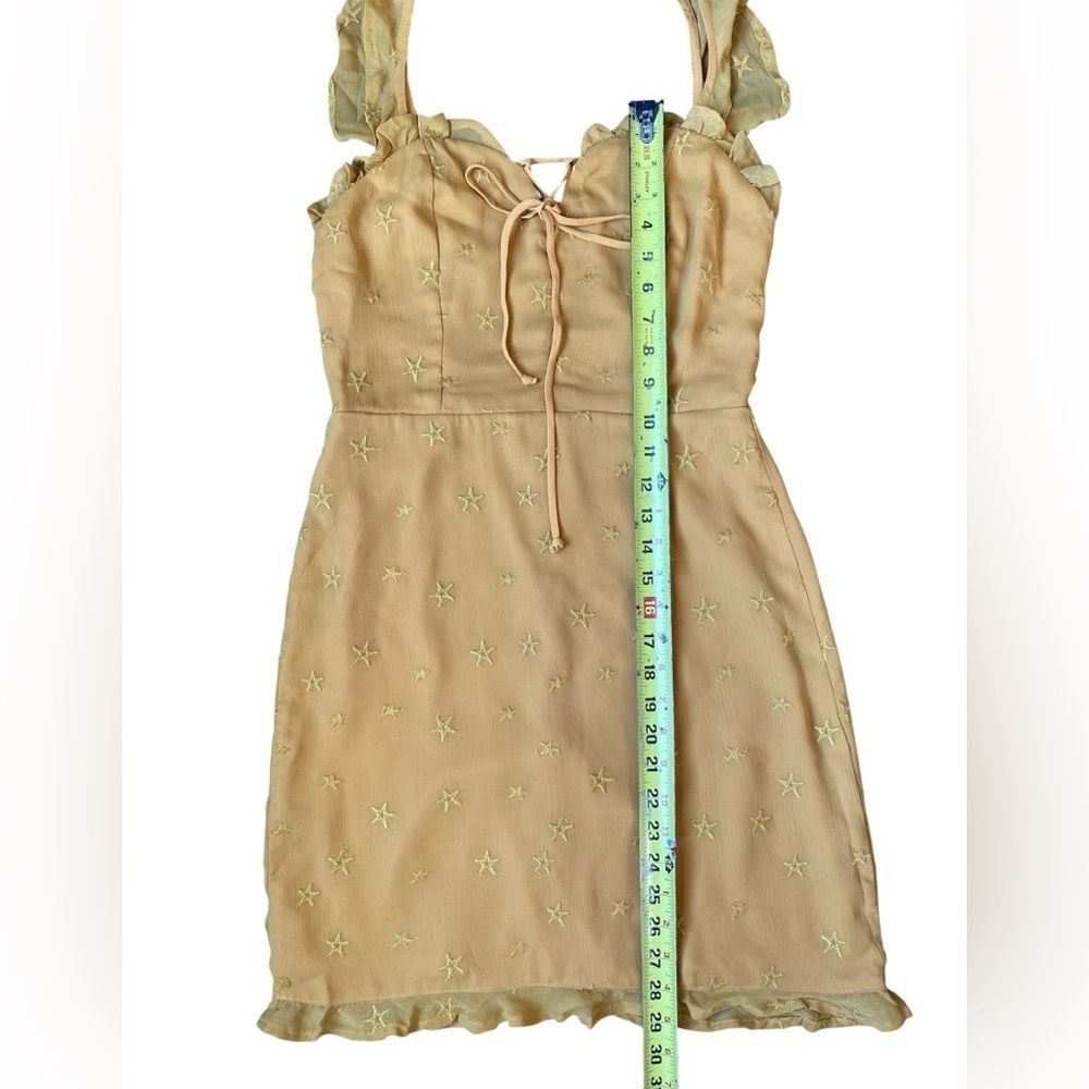 4SI3NNA Star Embroidered Mini Dress M Ruffle Strap Fairycore Y2K - Picture 4 of 10
